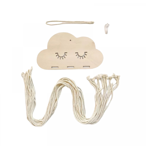 Nordic Wooden Cloud Macrame Hair Accessory Holder Organizer - Image 2